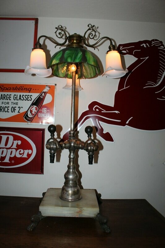 Soda Fountain Dispenser Lamp W. Marble Base