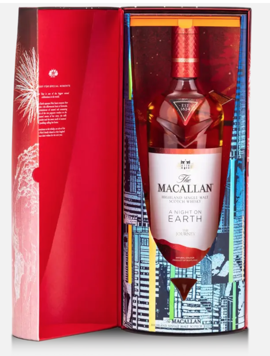 THE MACALLAN HIGHLAND SINGLE MALT  A NIGHT ON EARTH  THE JOURNEY BY NINI SUM TOASTED OAK COCONUT VANILLA  (GIFT BOX)