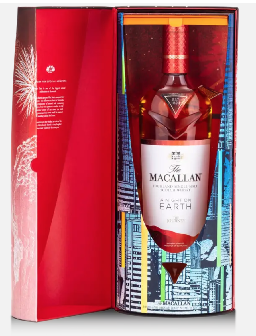 THE MACALLAN HIGHLAND SINGLE MALT A NIGHT ON EARTH THE JOURNEY BY NINI SUM TOASTED OAK COCONUT VANILLA (GIFT BOX)