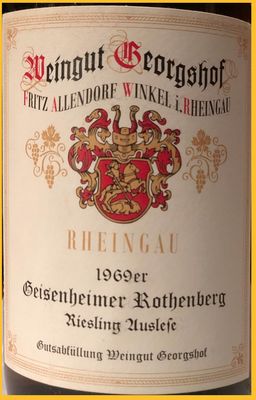 FRITZ ALLENDORF GEISENHEIMER ROTHENBERG RIESLING AUSLESE 1969 