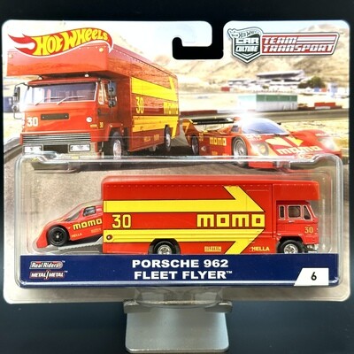 Hot Wheels Team Transport MOMO Porsche 962 &amp; Fleet Flyer