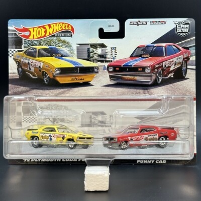 Hot Wheels Snake &amp; Mongoose &#39;72 Plymouth Cuda &amp; Plymouth Duster Funny Car Two-Pack