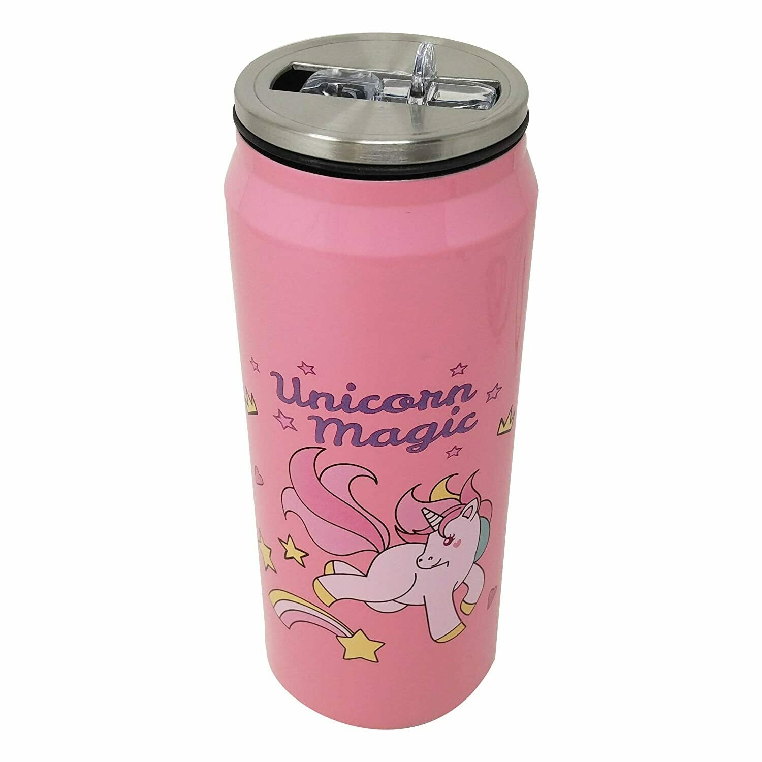 Parteet Stainless Steel Unicorn Cane Shape Water Bottle/Sipper 500ml