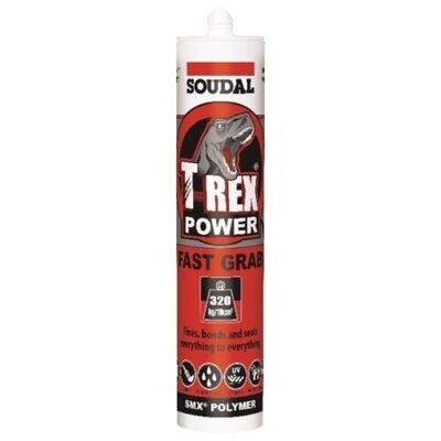 SOUDAL T-REX Power Fast Grab SMX Polymer Sealant Adhesive BRIGHT WHITE