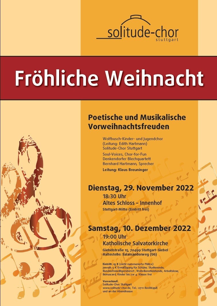 Ermäßigtes Ticket* - Weihnachtskonzert  - Salvatorkirche - Samstag, 10. Dezember 2022