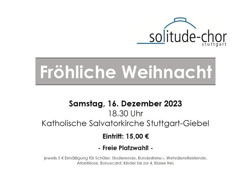 Ticket Konzert Fröhliche Weihnacht - Samstag, 16. Dezember 2023