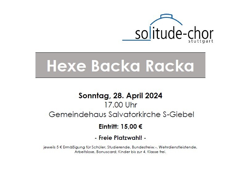 Ticket Musical Die Hexe Backa Racka - Sonntag, 28. April 2024
