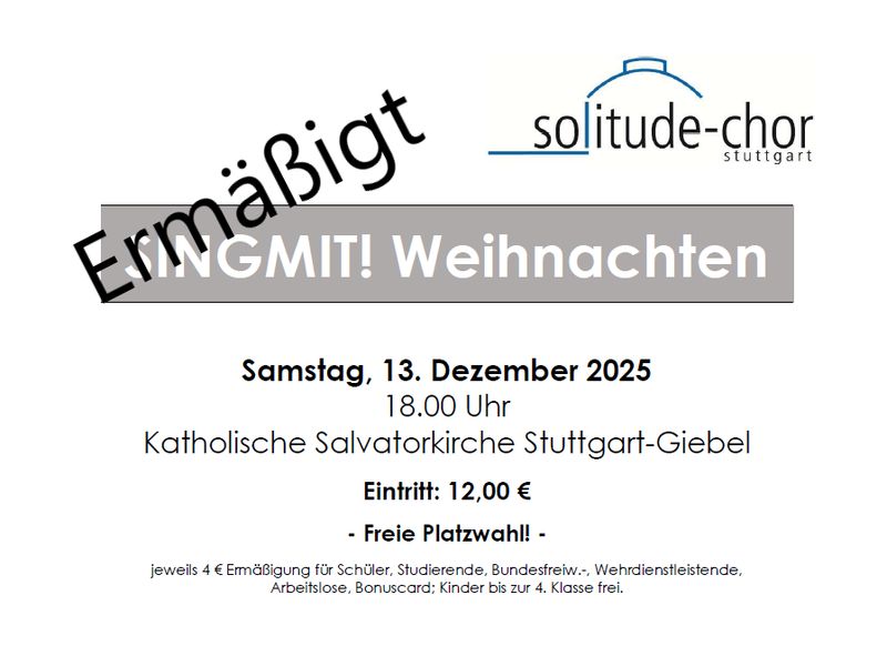 Merry Christmas - Weihnachtskonzert - Ermäßigtes Ticket - Samstag, 13. Dezember 2025