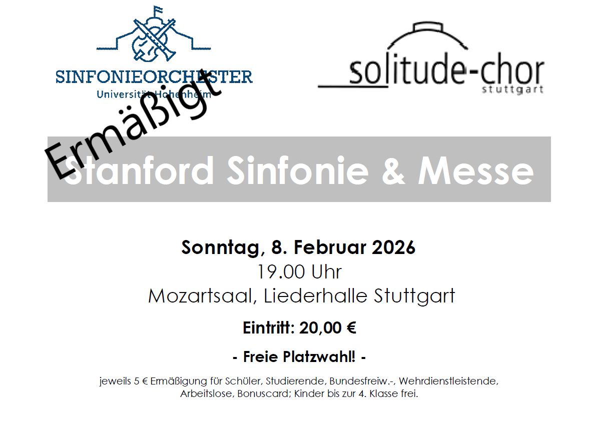 Ermäßigtes Ticket Stanford - Sinfonie & Messe - Sonntag, 8. Februar 2026