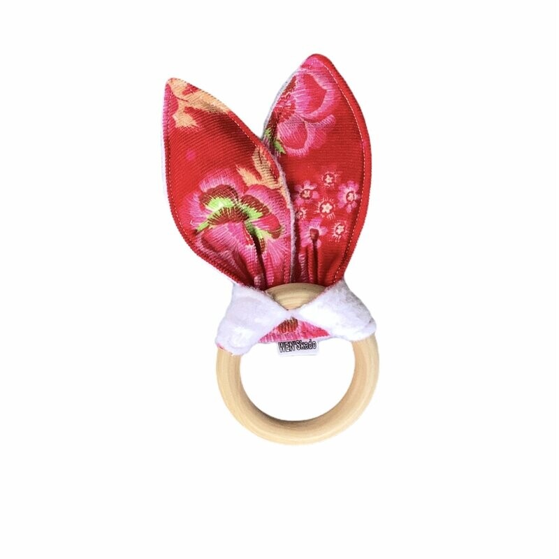 Knisper oren rood rib wit fleece