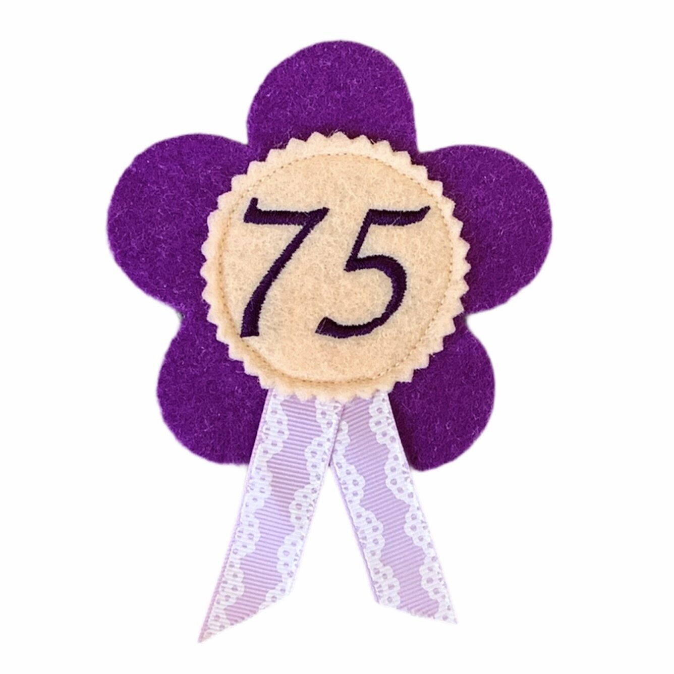 Badge bloem paars 75