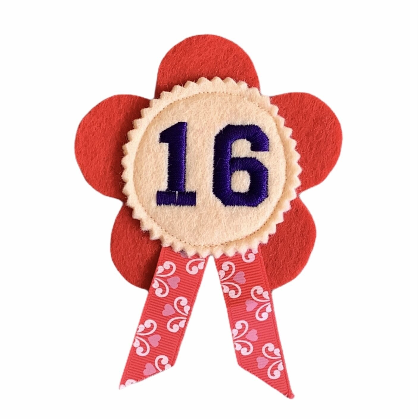 Badge bloem rood 16