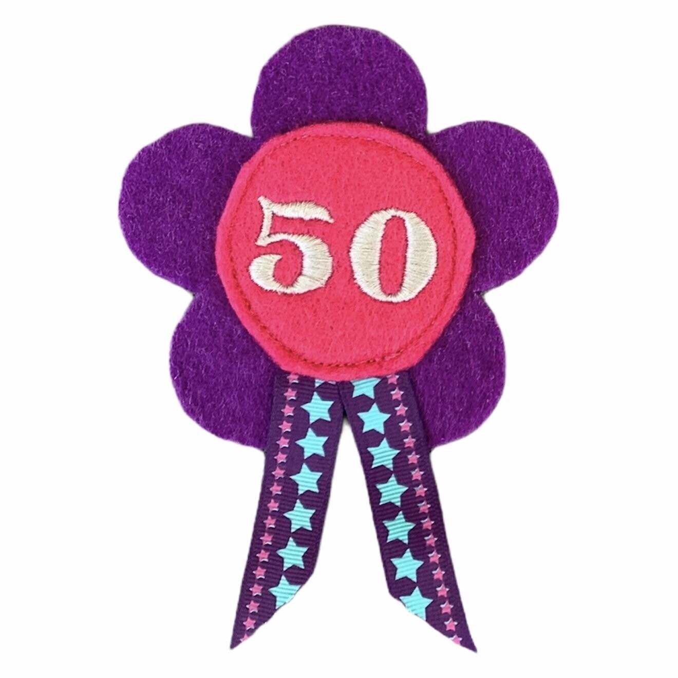 Badge bloem paars 50