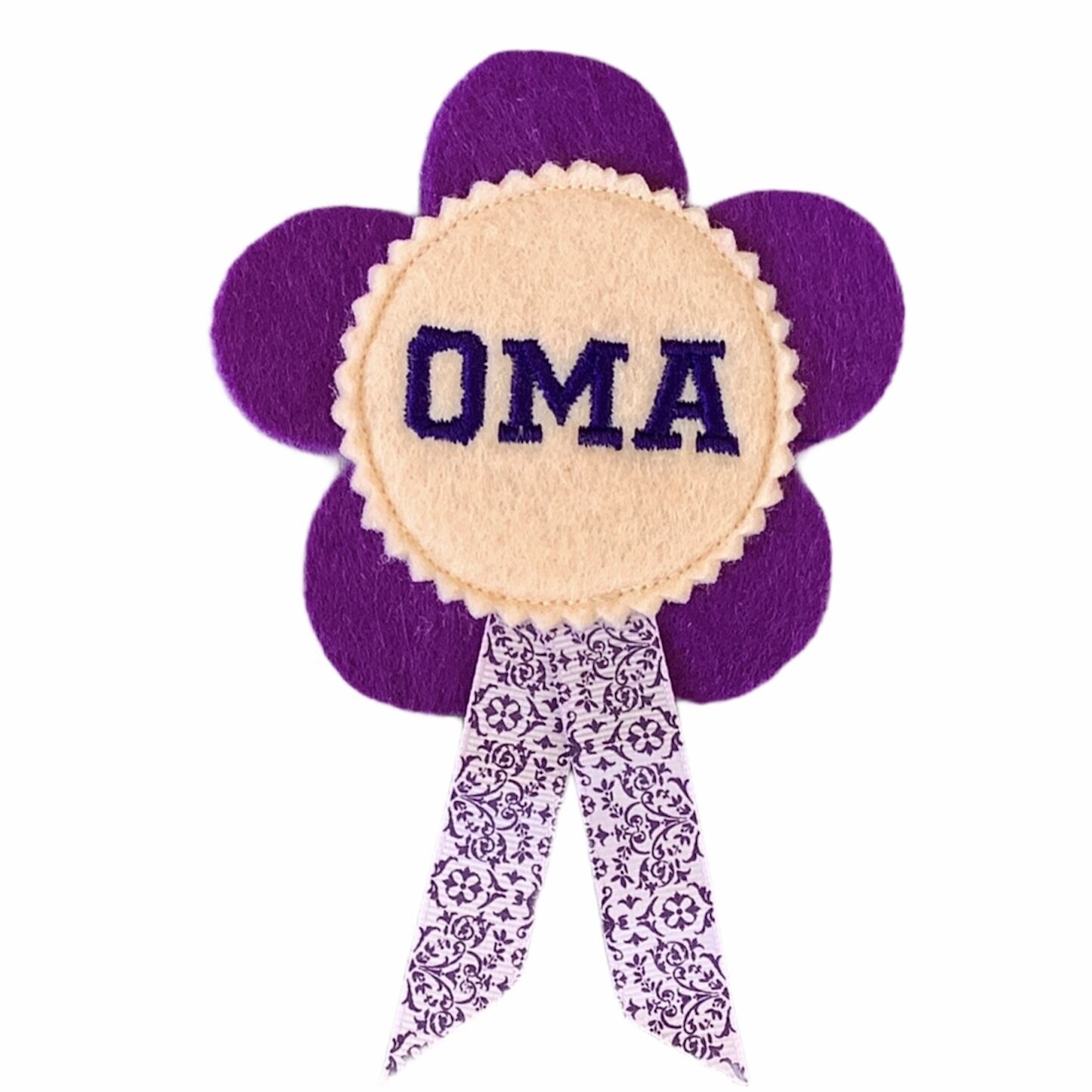 Badge bloem paars oma