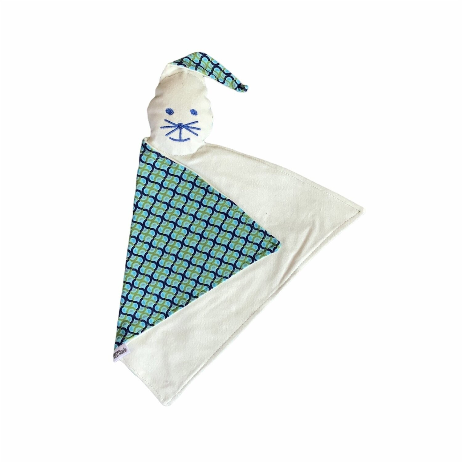 Tutpopje met naam blauw groen ruit