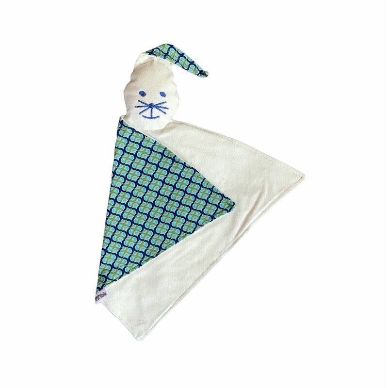Tutpopje met naam blauw groen ruit