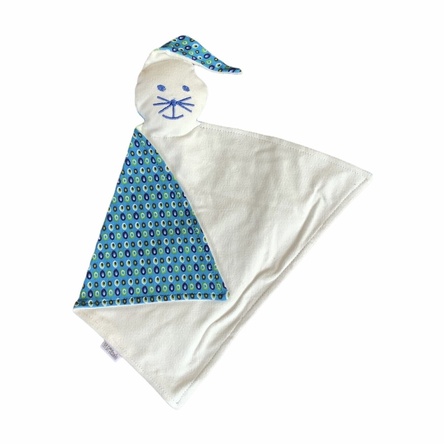 Tutpopje met naam blauw stip