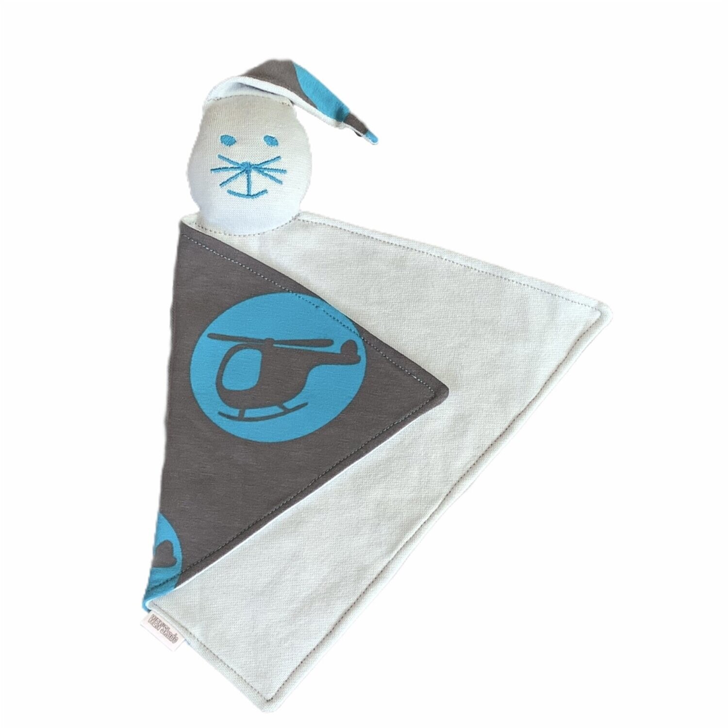 Tutpopje met naam blauw grijs helikopter