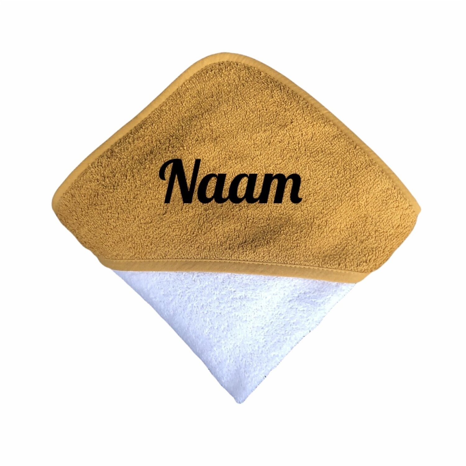 Badcape/Omslagdoek 
Kleur oker-wit