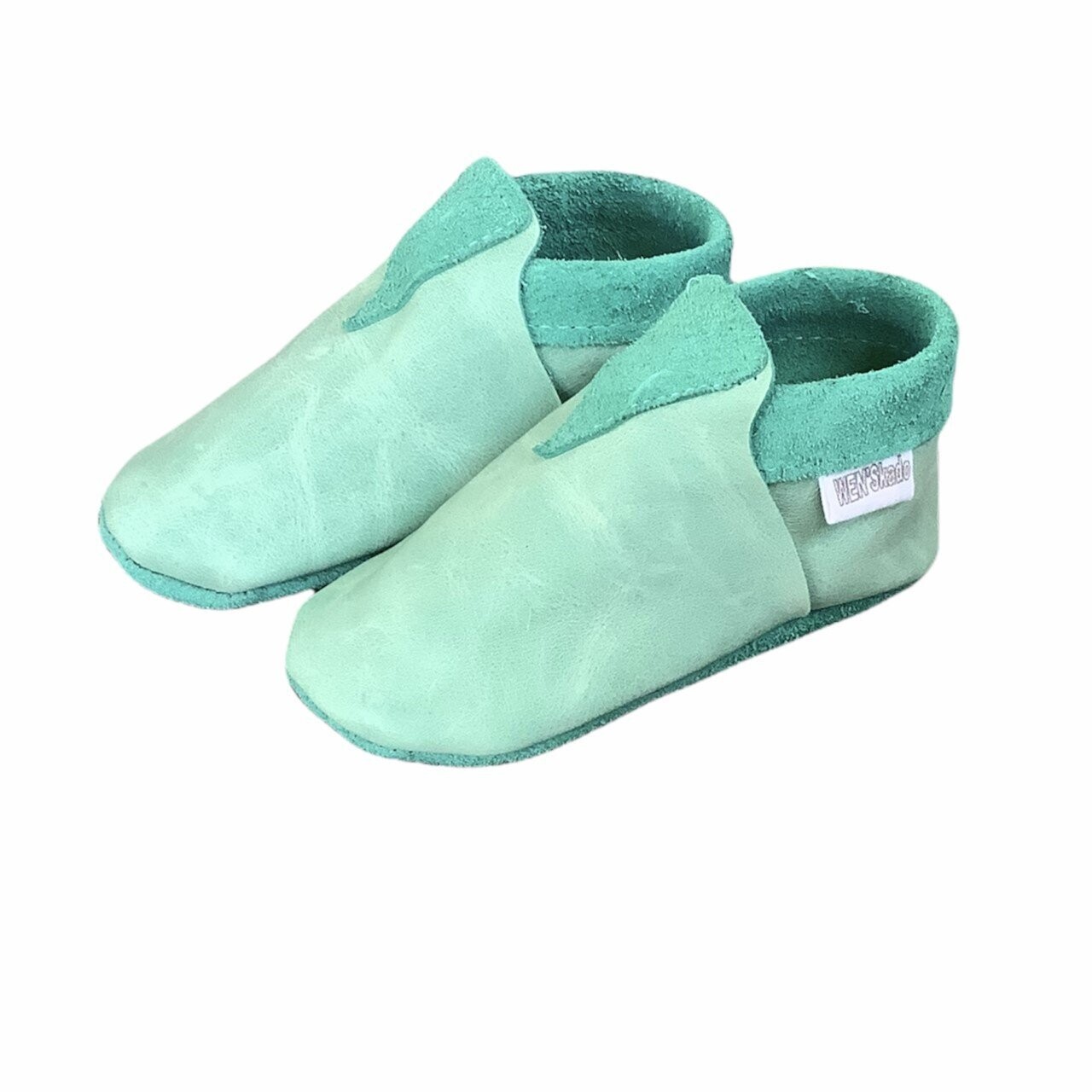 Leren slofjes mint groen