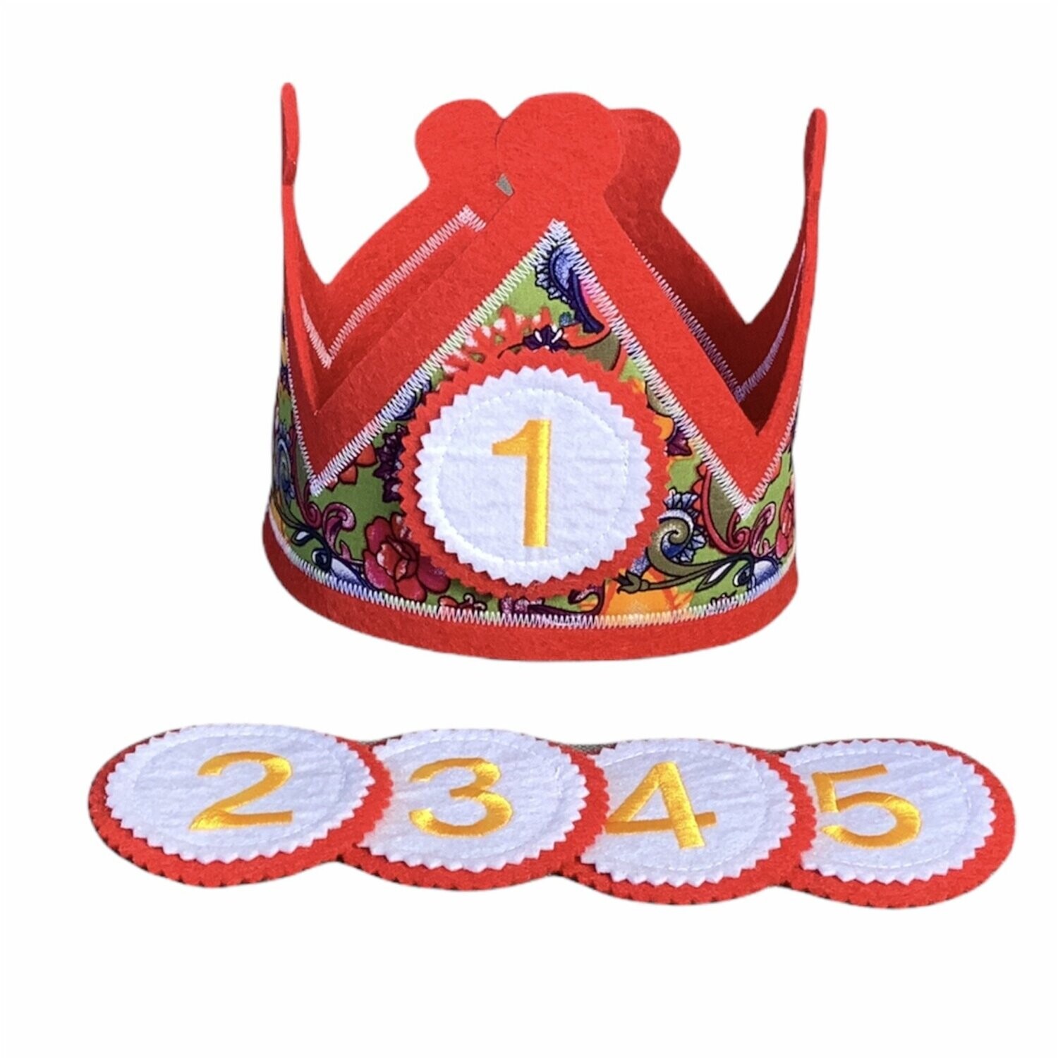 Verjaardags kroon rood multi colour