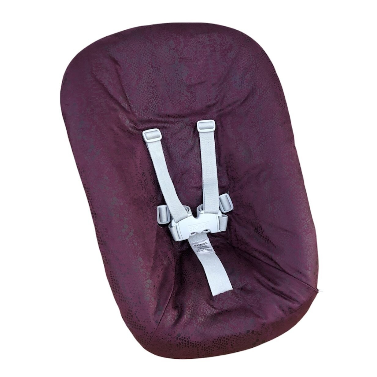 #64 Stokke newborn hoes, Aubergine zwart suede look slangenprint. Ook voor Kidsmill up.