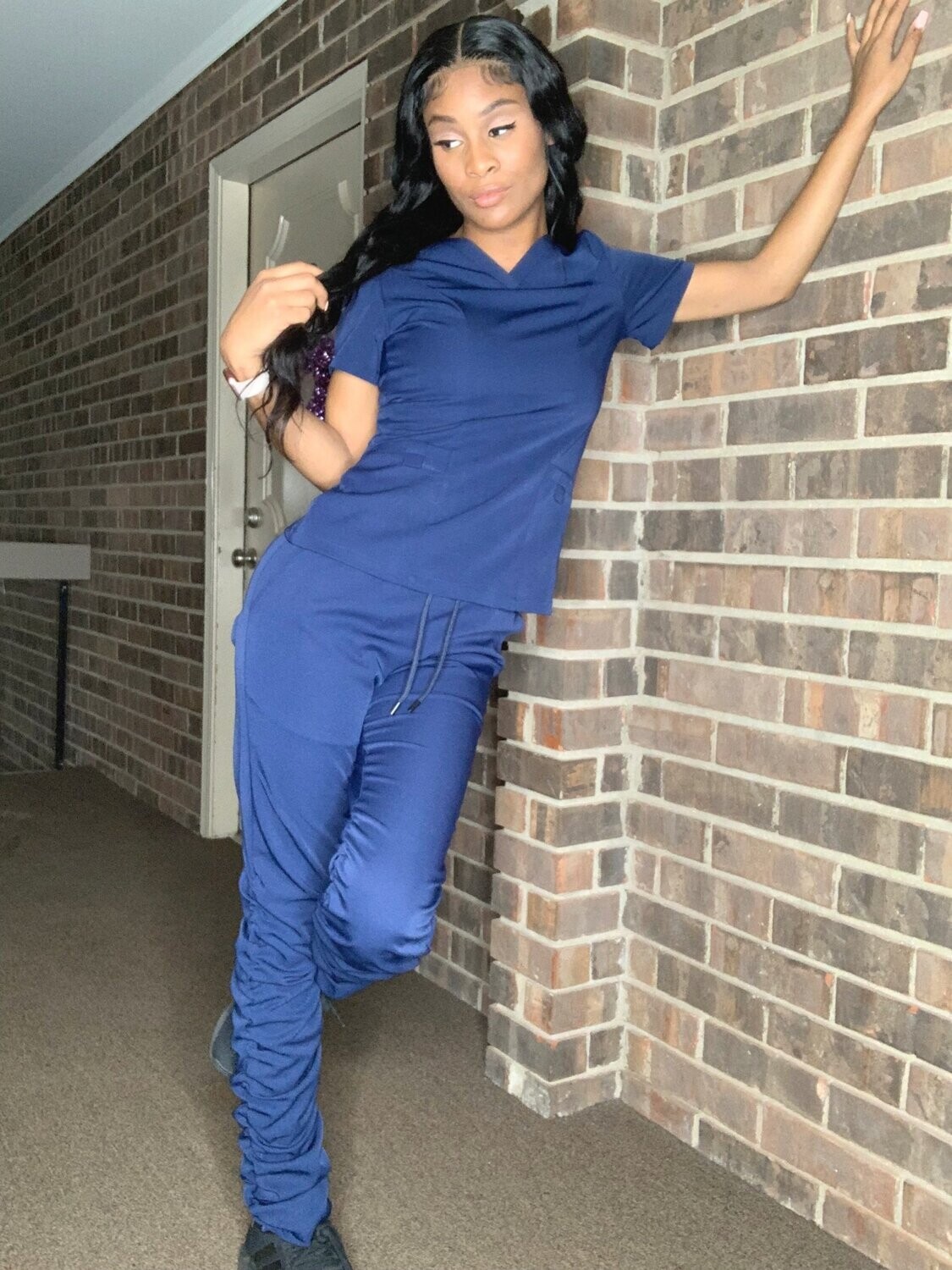 "Navy" Flashy Scrub Uniform