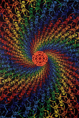 Sunshine Joy Rainbow Skeletons Spiral 3D Tapestry