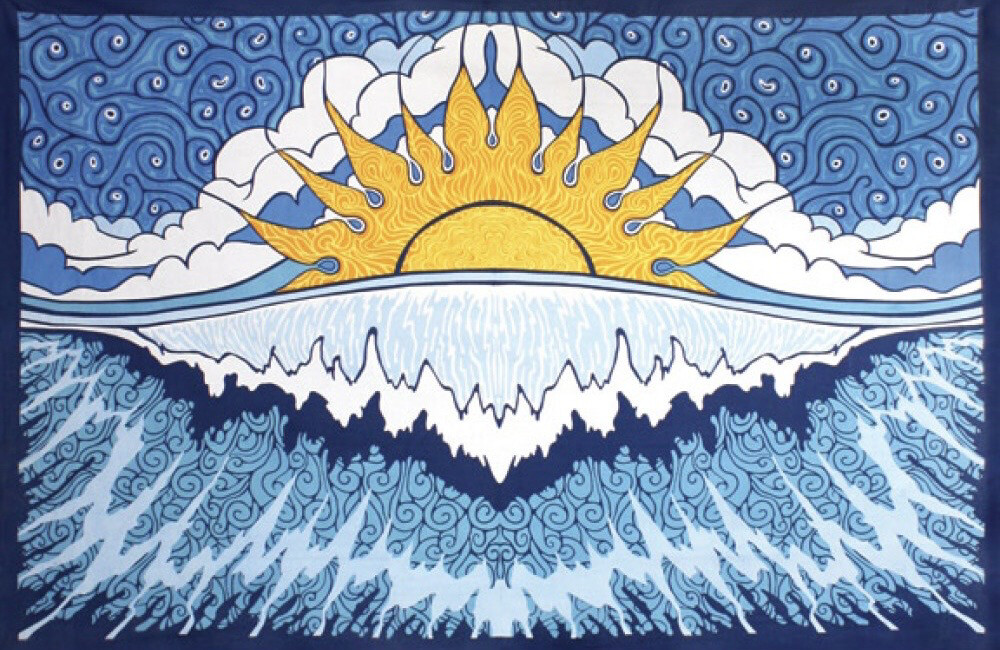 Sunshine Joy 3D Spiral Suns Tapestry Tablecloth Wall Art Beach Sheet Huge 60x90 Inches Amazing 3D Effects