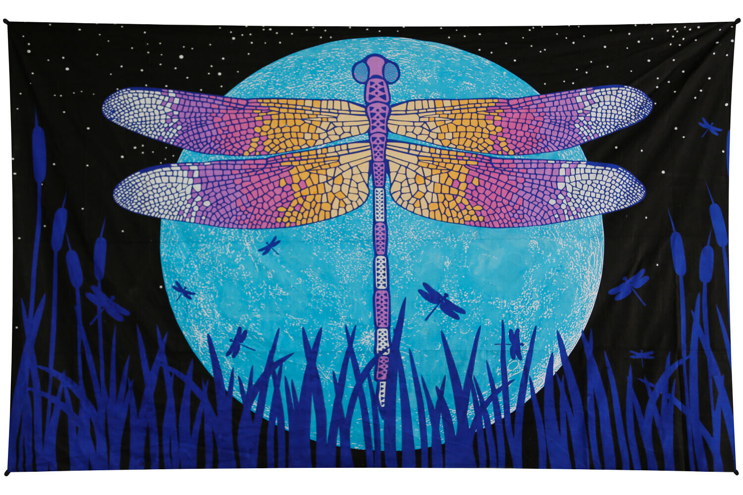 3D Glow In The Dark Dragonfly Moon Tapestry