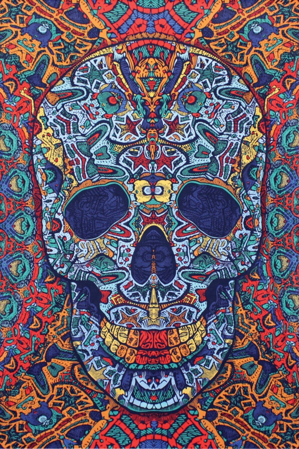 3D Skull Tapestry Chris Pinkerton Art