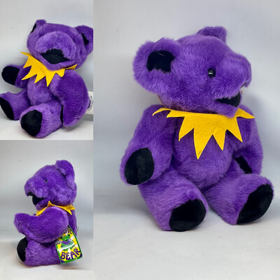 Vintage 1990 Grateful Dead Teddy Bear Purple With Articulating Limbs. New with Intact Tags