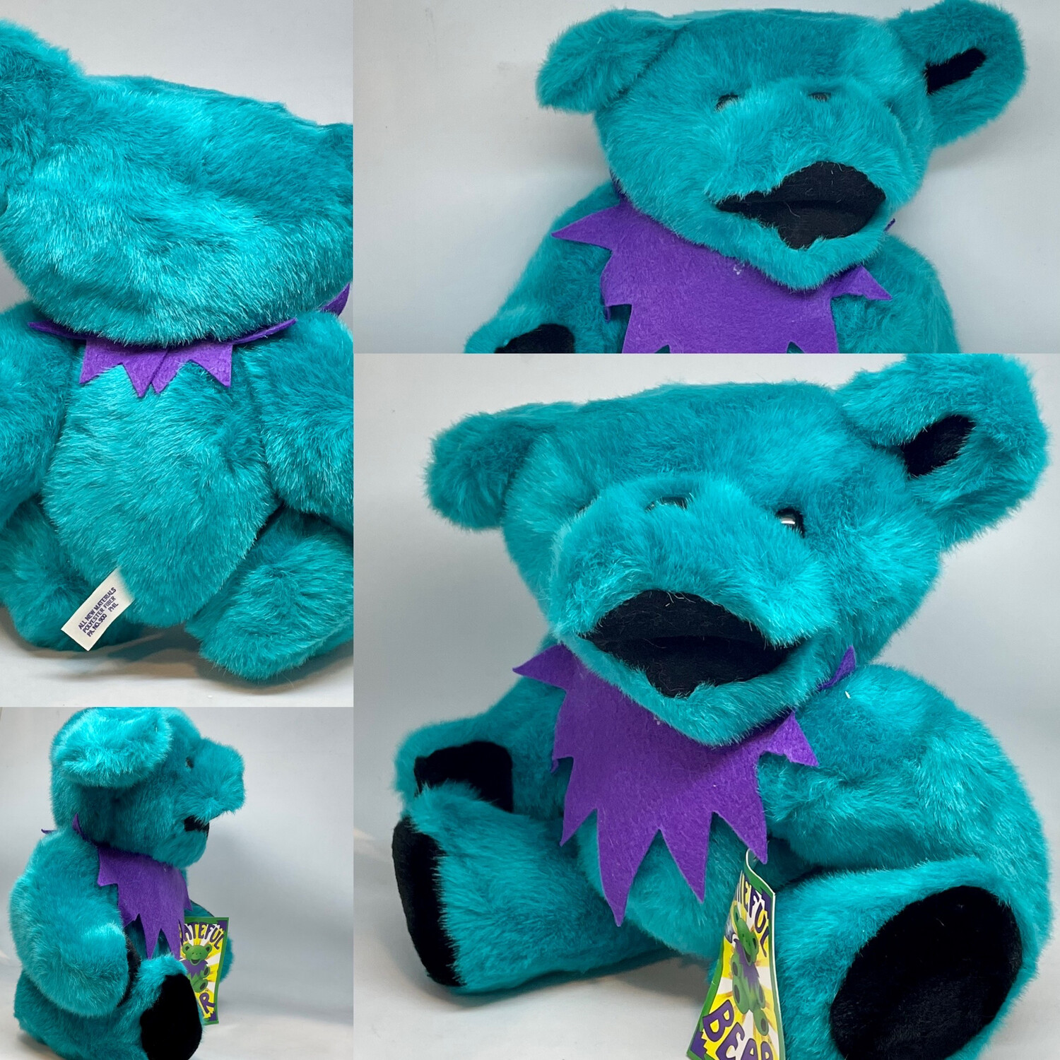 Vintage 1990 Grateful Dead Teddy Bear Blue/Teal With Articulating Limbs. New with Intact Tags