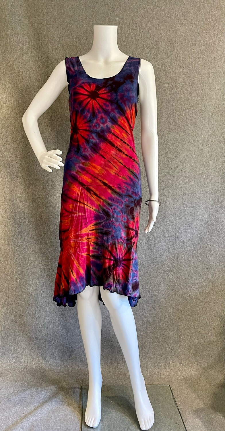 Tie-Dyed Sleeveless Dress with Braided Back