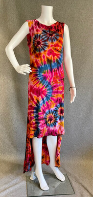 Tie- Dyed Sleeveless Faerie Dress with Ruching