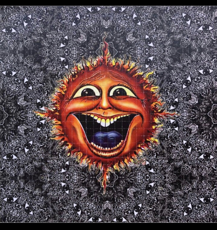 Blotter Art “Sunface” signed by Grateful Dead artist Mike DuBois. LSD, 1960s, Psychedelic Hippie Culture, Art, Tree of Life, Trippy