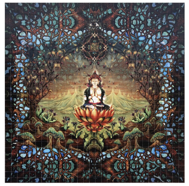 Blotter Art “Enlightenment” signed by Grateful Dead artist Mike DuBois. LSD, 1960s, Psychedelic Hippie Culture, Art, Buddha Buddhist, Lotus