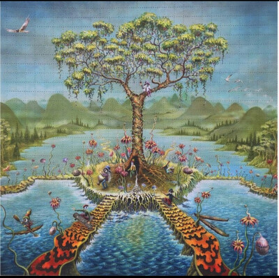 Blotter Art “Eyeland” signed by Grateful Dead artist Mike DuBois. LSD, 1960s, Psychedelic Hippie Culture, Art, Tree Of Life, Trippy