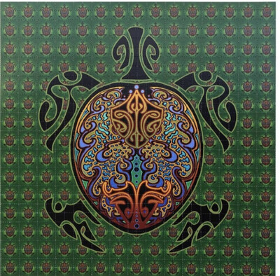 Blotter Art “Celtic Terrapin” signed by Grateful Dead artist Mike DuBois. LSD, 1960s, Psychedelic Hippie Culture, Art, Sea Turtle, Tribal