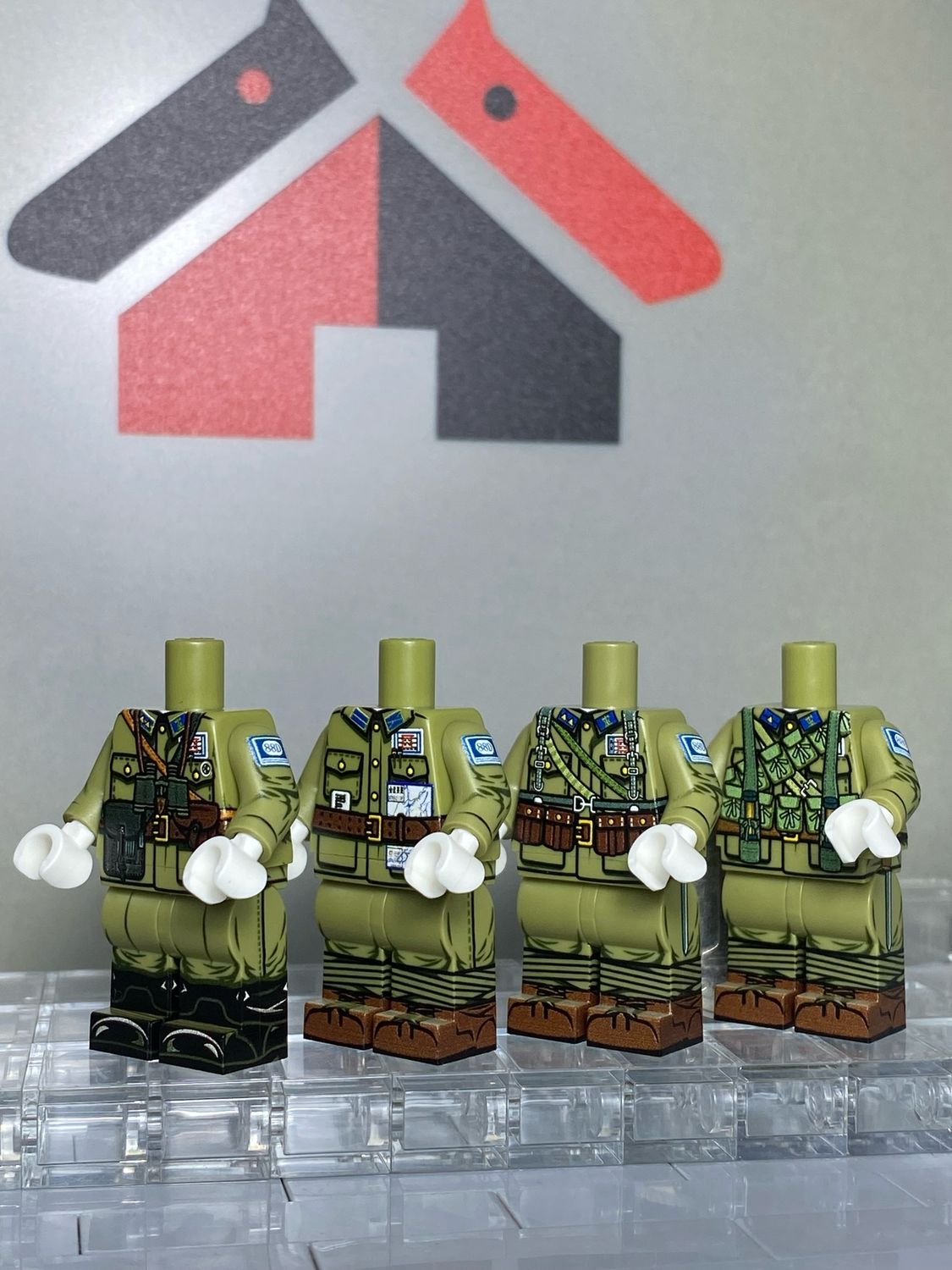 eastbrick custom minifigs 88th Division Artillery Team, one set of 4 figs.