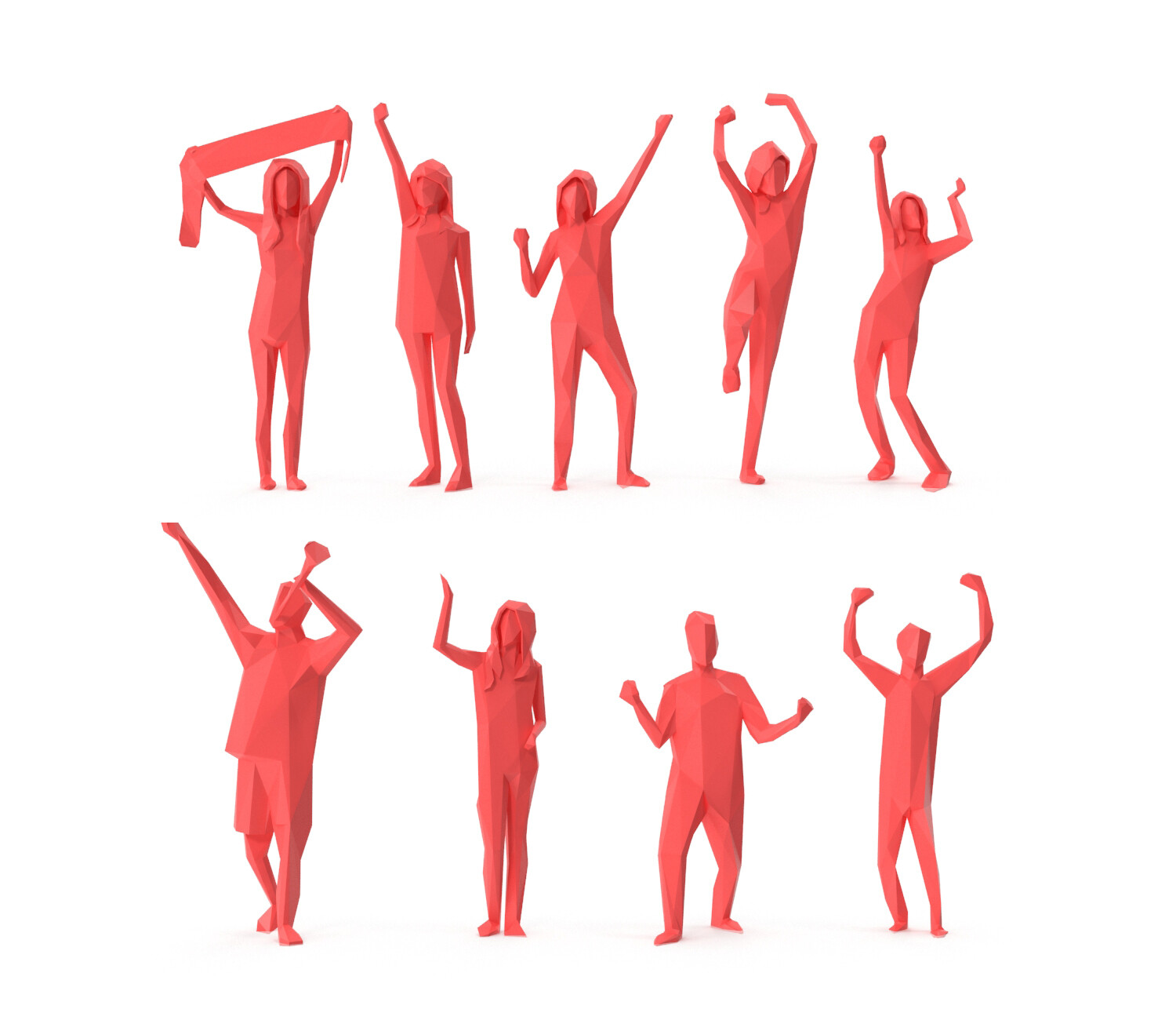 Low Poly Posed People Pack 06 - Hand Up