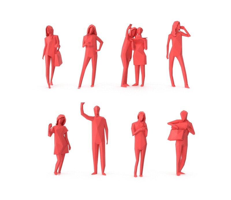 Low Poly Posed People Pack 08 - Millennial