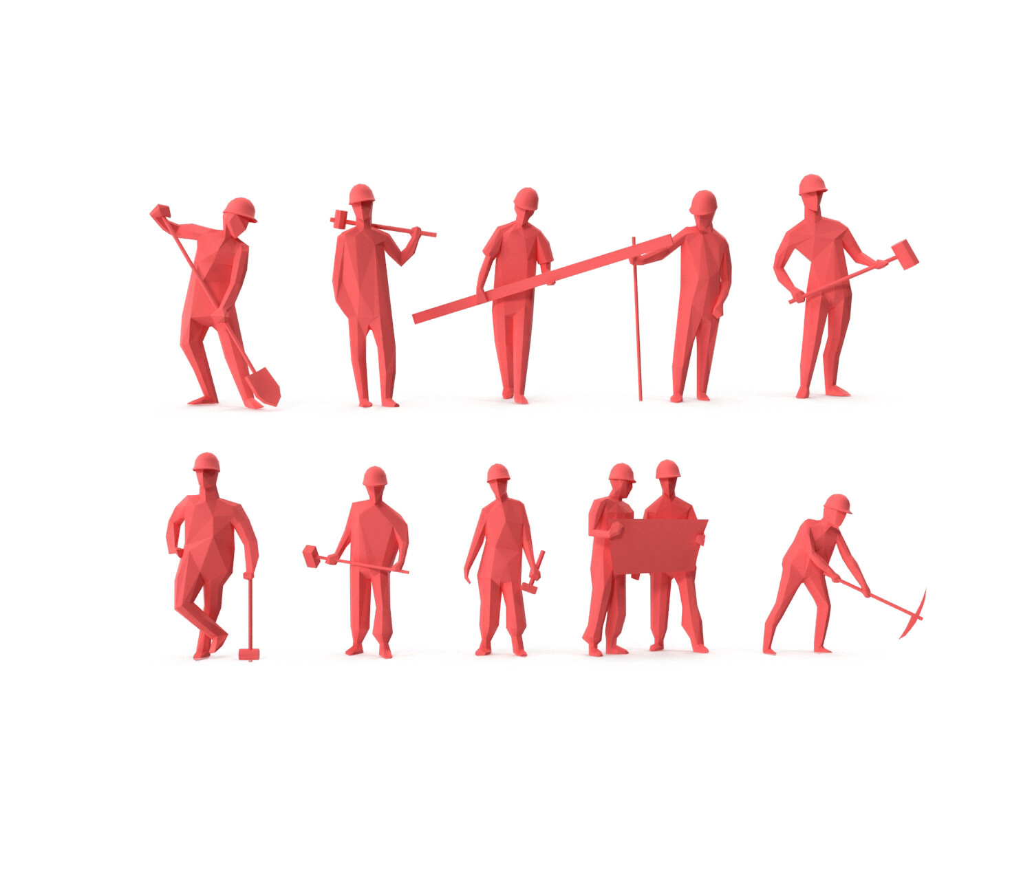 Low Poly Posed People Pack 09 - Worker