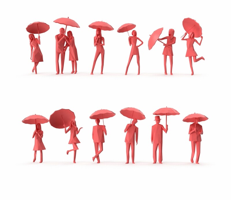 Low Poly Posed People Pack 11 - Umbrella