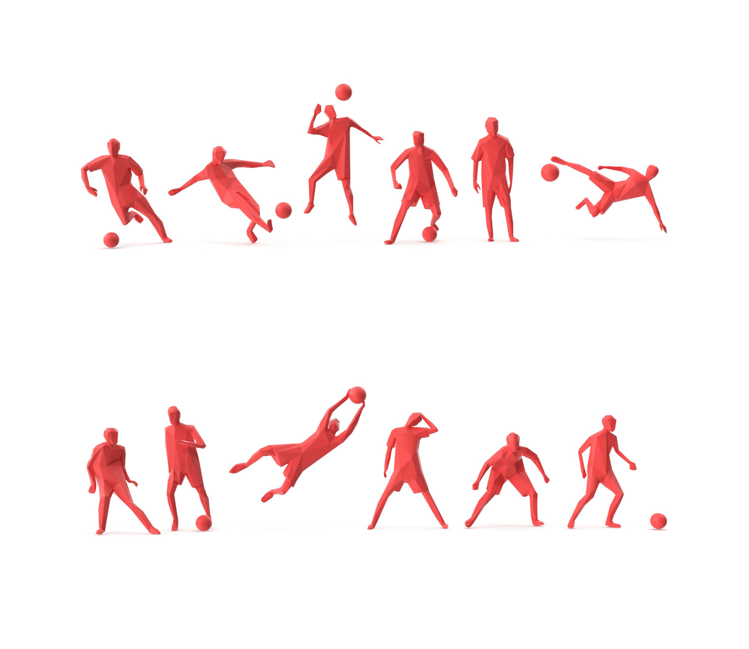 Low Poly Posed People Pack 12 - Soccer