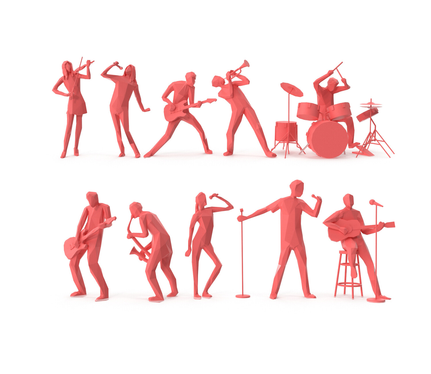 Low Poly Posed People Pack 14 - Music