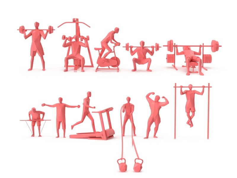 Low Poly Posed People Pack 21 - Gym