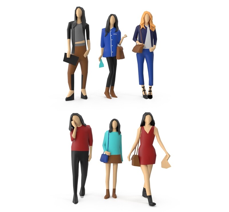 Colored Low Poly Human 06 - Girl Pack