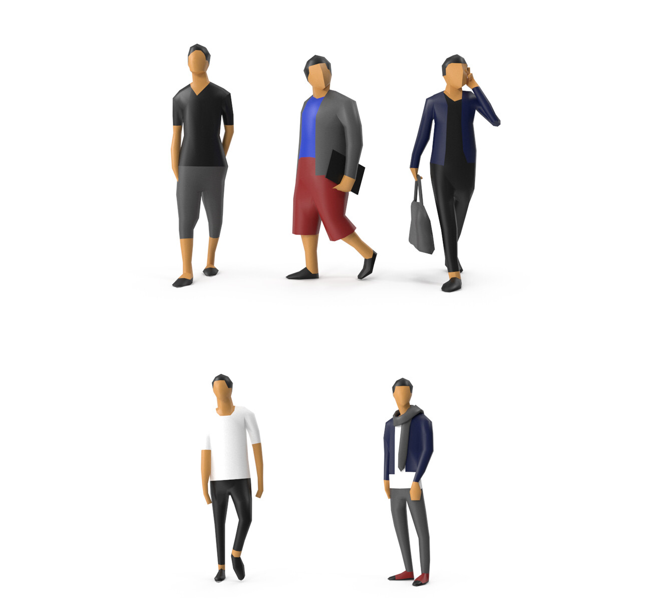 Colored Low Poly Human 09 - Man Pack