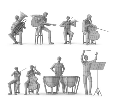 Colored Low Poly Human 10 - Orchestra